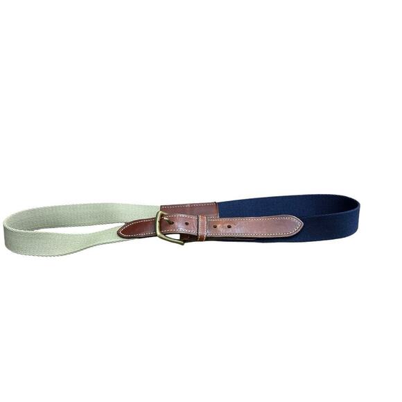 Vintage Tommy Hilfiger Blue Green Brown Wool Leather Surcingle Belt - Picture 3 of 9
